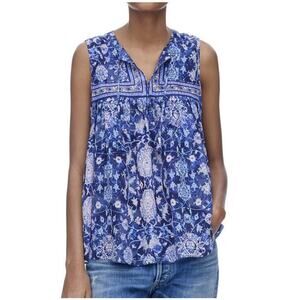 Rebecca Taylor Sleeveless Silk Dreamweaver Tank Top Blue 2